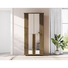 Sapateira 2 Portas Ripada Com Espelho Em Mdp 6 Prateleiras Ne