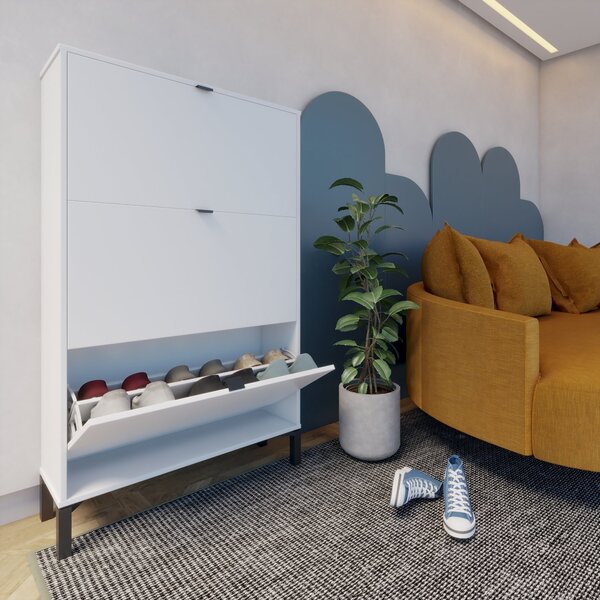 Sapateira 3 Gavetas Atlas Linha Minimal Branco