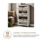 Sapateira 3 Gavetas Topázio 100% Madeira Maciça Branco /freijó