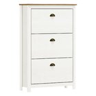 Sapateira 3 Gavetas Topázio 100% Madeira Maciça Branco /freijó