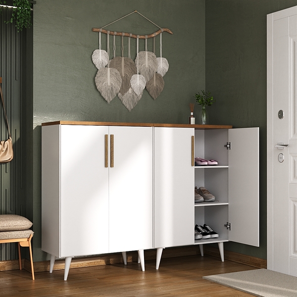 Sapateira 4 Portas Apolo Branco/cinamomo - Moville