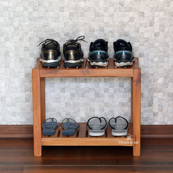 Sapateira 55 Cm Madeira De Demolição Ripada Natural