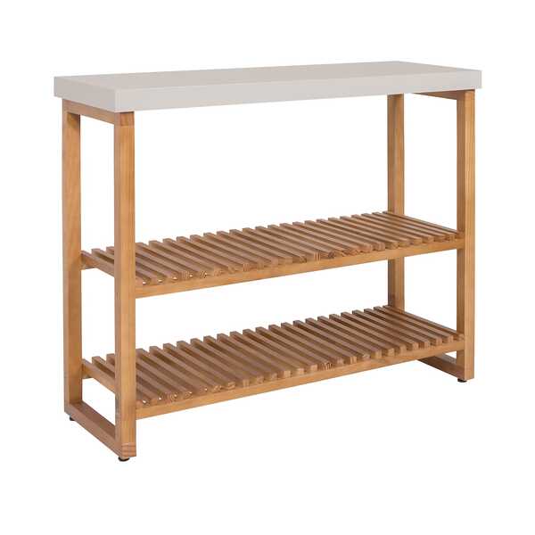 Sapateira / Aparador Gold C/ Prateleiras Ripadas Madeira Off-