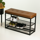 Sapateira Aço Preto e Marrom 6 Pares 51x60x30cm Sion Duo Éntona Decor