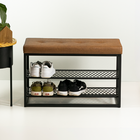 Sapateira Aço Preto e Marrom 6 Pares 51x60x30cm Sion Duo Éntona Decor