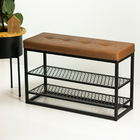 Sapateira Aço Preto e Marrom 6 Pares 51x60x30cm Sion Duo Éntona Decor