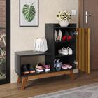 Sapateira Armário Com Assento Shoes - Jm3 Preto/ripado