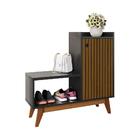 Sapateira Armário Com Assento Shoes - Jm3 Preto/ripado