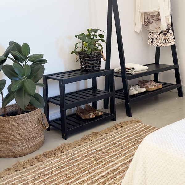 Sapateira Banco Aracaju Pq Em Madeira Preto - Preto