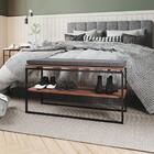 Sapateira/banco Com Almofada Multimóveis Cr35063 Linho Cinza/