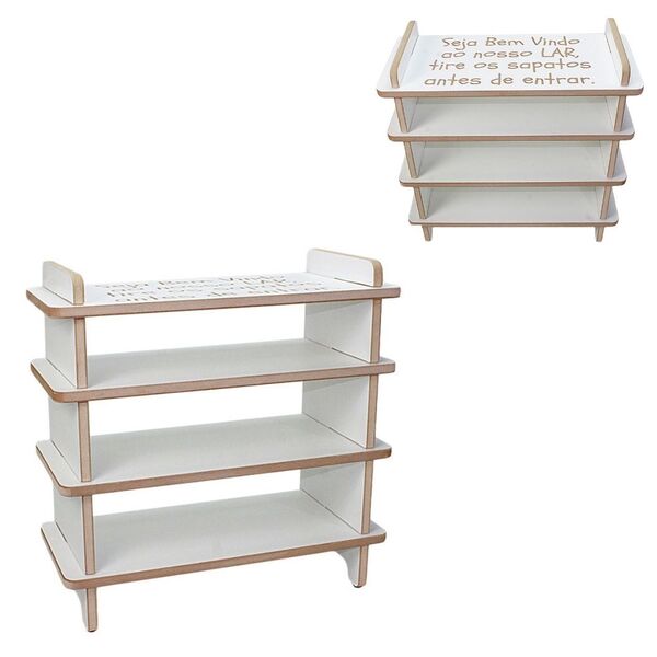 Sapateira Banco Com Escrita No Tampo 6a8 Pares Mdf Il Legno