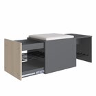 Sapateira Banco Com Futon Extensível Flow  Grafite/nature