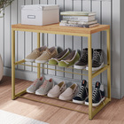 Sapateira Banco Estilo Industrial Com Tampo Em Mdp E Pratelei