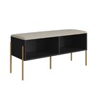 Sapateira Banco Estofada 93cm Pé Metal Oslo Nero/dourado