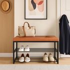 Sapateira Banco Estofado Assento Organizador Prateleiras Cara