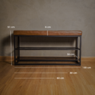 Sapateira Banco Sion Duo - Estofado Marrom (80cm) Preto