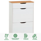 Sapateira Basculante Madeira 3 Gavetas Basil - Mel Branco