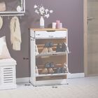 Sapateira Basculante Madeira 3 Gavetas Basil - Mel Branco