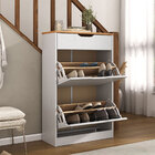 Sapateira Basculante Madeira 3 Gavetas Basil - Mel Branco