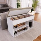 Sapateira Baú Com Tampo Estofado  Branco