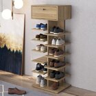 Sapateira Com 1 Gaveta 10 Prateleiras  Oak