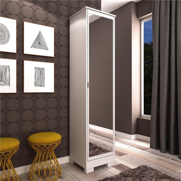 Sapateira Com Espelho 1 Porta 5 Prateleiras Lia Espresso Móve