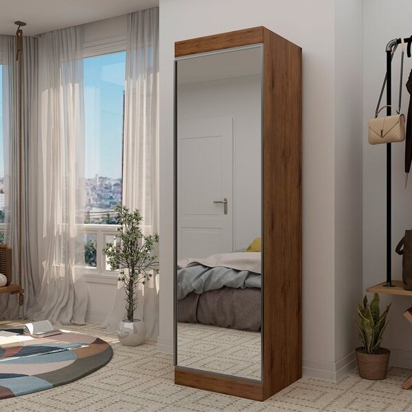 Sapateira Com Espelho 1 Porta 7 Prateleiras Esmeralda Gelius