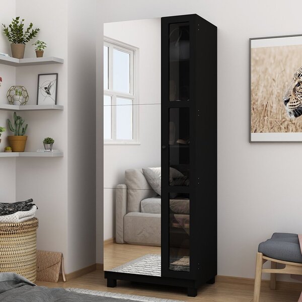 Sapateira Com Espelho 2 Portas Luxor Gelius Móveis Preto Acet