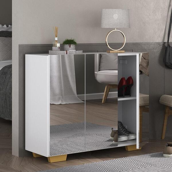 Sapateira Com Espelho 3 Portas Nina Multimóveis Mp6023 Branca