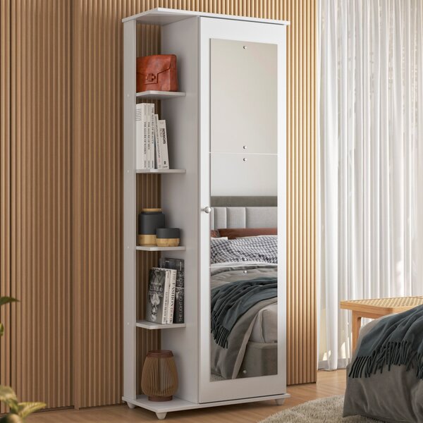 Sapateira Com Espelho Nina 100% Mdf Branco