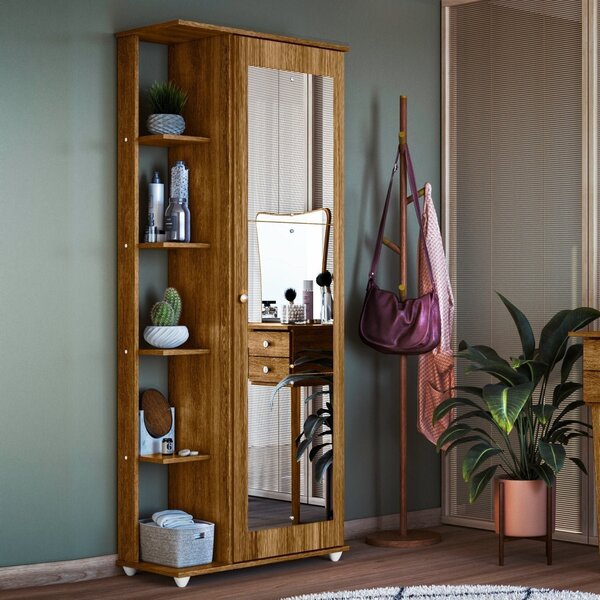 Sapateira Com Espelho Nina 100% Mdf Ypê