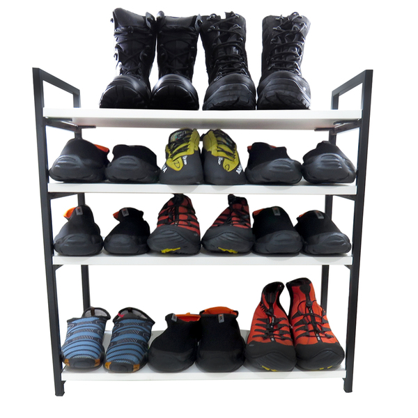 Sapateira De Chão Em Metalon Preto Com 04 Bases Em Mdf 15mm B