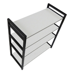 Sapateira De Chão Em Metalon Preto Com 04 Bases Em Mdf 15mm B