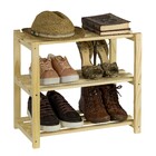 Sapateira de Madeira Bege para 8 Pares com 3 prateleiras 45x50x30 Casa Viva