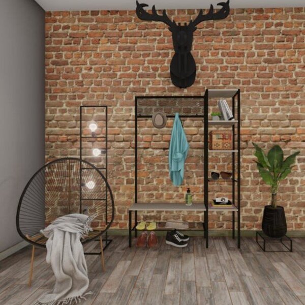 Sapateira De Madeira E Ferro Estilo Industrial - Tendenci - A