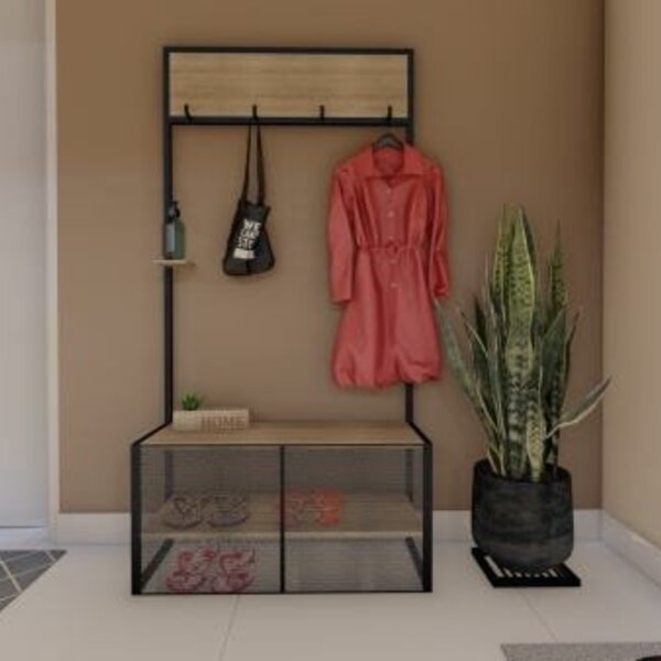 Sapateira De Madeira E Ferro Estilo Industrial - Tendenci - V