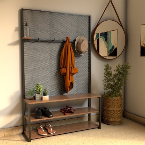 Sapateira De Madeira E Ferro Tendenci - Rígel - Castanho - 1,