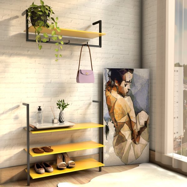 Sapateira De Madeira E Ferro Tendenci - Ursae Color:amarelo G