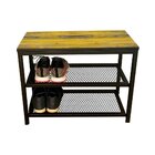 Sapateira De Porta Em Ferro Com Assento Em Mdf Madeira Amarel