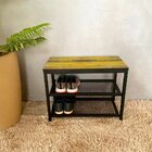 Sapateira De Porta Em Ferro Com Assento Em Mdf Madeira Amarel