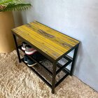 Sapateira De Porta Em Ferro Com Assento Em Mdf Madeira Amarel