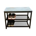 Sapateira De Porta Em Ferro Com Assento Em Mdf Madeira Pátina