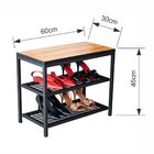 Sapateira De Porta Em Ferro Com Assento Em Mdf Madeira Tronco