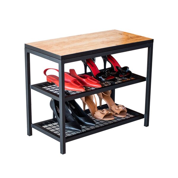 Sapateira De Porta Em Ferro Com Assento Em Mdf Madeira Tronco