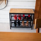 Sapateira De Porta Em Ferro Com Assento Em Mdf Madeira Tronco