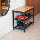 Sapateira De Porta Em Ferro Com Assento Em Mdf Madeira Tronco