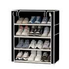 Sapateira Dobrável Com 4 Prateleiras Cor Preto