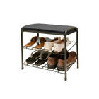 Sapateira Dupla Preta Horizontal com Banco Apoio 27x48x40cm A