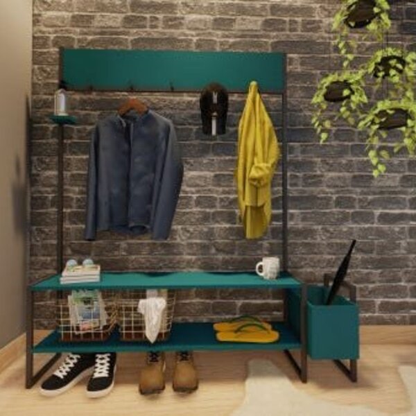 Sapateira E Cabideiro De Madeira E Ferro - Tendenci - Pegasi