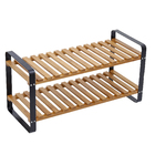 Sapateira em Bambu Preta 33x66x28cm Spaceo